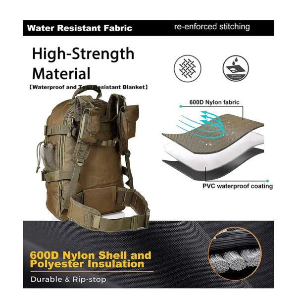 Men's backpack High capacity training assault backpack Walking expandable backpack - Image 6