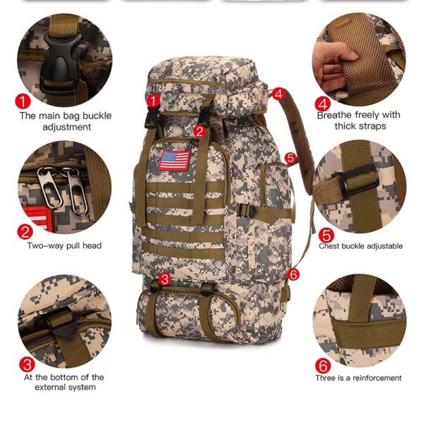 Men's hiking backpack Waterproof training camping backpack Travel day bag - Image 2
