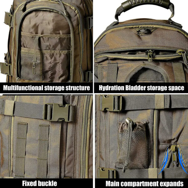 Men's backpack High capacity training assault backpack Walking expandable backpack - Image 5