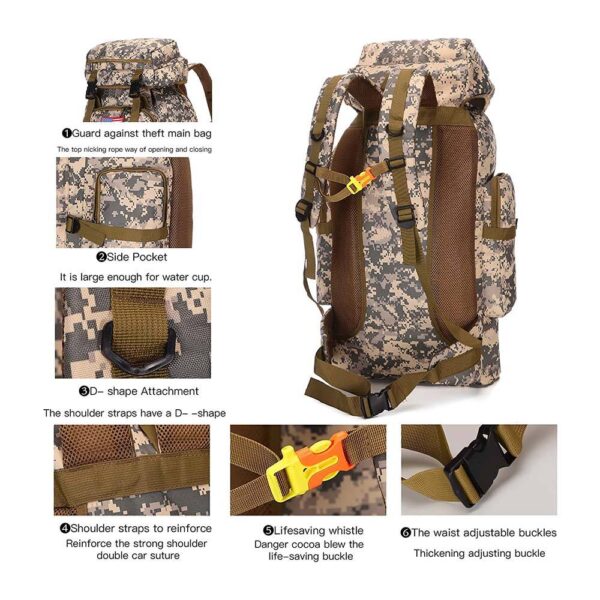 Men's hiking backpack Waterproof training camping backpack Travel day bag - Image 3