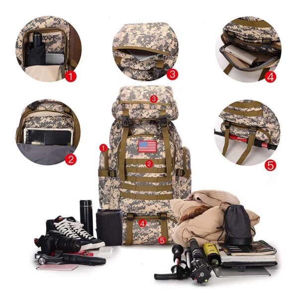 Men's hiking backpack Waterproof training camping backpack Travel day bag - Image 4