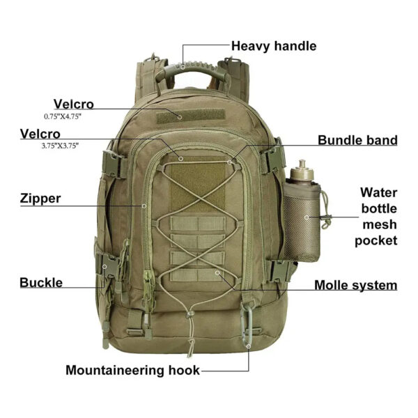 Men's backpack High capacity training assault backpack Walking expandable backpack - Image 2