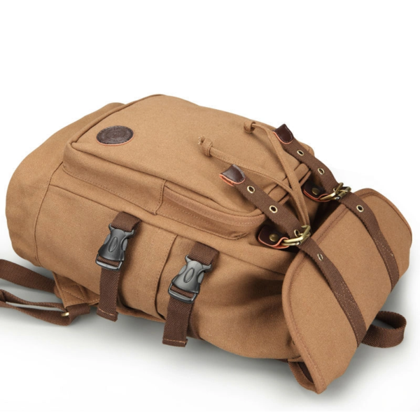 Hot Sale Waxed Drawstring Vintage Canvas School Backpack - Image 2