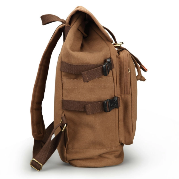 Hot Sale Waxed Drawstring Vintage Canvas School Backpack - Image 5