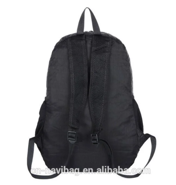 Wholesale Black Nylon Foldable Travel Backpack - Image 5